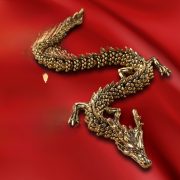 Bronze Living Dragon Sculpture 3D Metal Display Item movable Cheetah and Egyptian Cobra for Showroom Desktop Decoration - Image 3