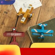 Retro Airplane Model Decorative Figurine Home Decoration Iron Art Mini Display Creative Handmade Craft Photography Prop
