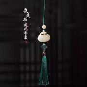 Wholesale price luminous stone argentine green sandalwood cut out sachet lotus gourd diffuser pendant sandalwood jewelry decoration - Image 3