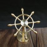 Bronze Little Boat Steering Desktop Ornaments Creative Desktop Decorations Rotating Top Windmill Smooth Sailing Hand Piece