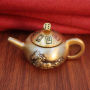 Bronze Handle Teapot Desktop Craft Small Ornaments Living Room Mahjong Wealth Attracting Tea Pot Rotation Custom Metal Craft - Image 2