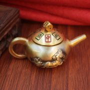 Bronze Handle Teapot Desktop Craft Small Ornaments Living Room Mahjong Wealth Attracting Tea Pot Rotation Custom Metal Craft - Image 3