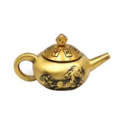 Bronze Handle Teapot Desktop Craft Small Ornaments Living Room Mahjong Wealth Attracting Tea Pot Rotation Custom Metal Craft - Image 5