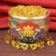 Large Size Painted Brass Rice Storage Jar Pure Copper Treasure Collecting Basin Decorative Item For Living Room Home