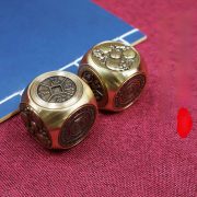Bronze Six-Sided Rotatable Handle Ornaments Creative Tea Ceremony Table Zodiac Dice Decorations Turn The World Around Luck