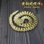 Retro Bronze 3D Dragon Snake Zodiac Figurine Rotatable Desktop Decorative Craftwork Snakelike Sculpture Tabletop Ornaments