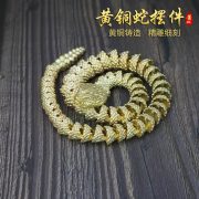 Retro Bronze 3D Dragon Snake Zodiac Figurine Rotatable Desktop Decorative Craftwork Snakelike Sculpture Tabletop Ornaments