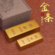 Solid Brass Fake Gold Brick Ornament Chinese Gold Moving Gift Solid Yellow Copper Plated Golden Sample Custom Metal Craft