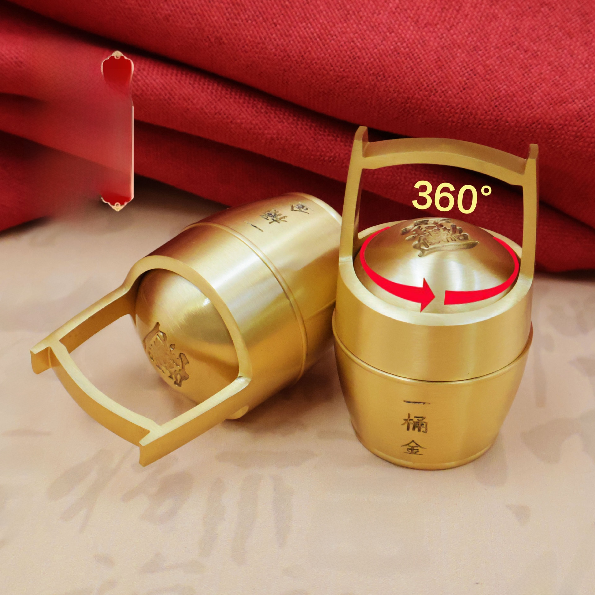 LA-735194764425_img0 Bronze Rotating Bucket Of Gold Office Decorative Ornaments Creative Landscape Aquarium Bar Cabinet Decorations Custom Metal Craft - Image 1