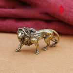 Solid Brass Lion Figurine Copper Male Lion Home Decoration Feng Shui Tabletop Tea Pet Brass Handcrafted Artwork