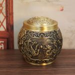 Bronze Dragon And Phoenix Tea Leaf Storage Jar With Lid Office Desktop Ornament High-end Metal Sealed Keepsake Container