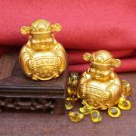 Solid Brass Smiling Face Wealth God Desktop Ornaments Sand Gold Yuanbao Wealth God Crafts Gifts Decorations Custom Metal Craft