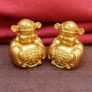 Solid Brass Smiling Face Wealth God Desktop Ornaments Sand Gold Yuanbao Wealth God Crafts Gifts Decorations Custom Metal Craft - Image 2