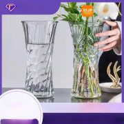 Glass Flower Vase Pot Water Cultivated Wealth Bamboo Straight Cylinder Floor Standing Home Decorative Flower Pots