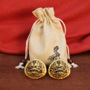 Solid Brass Walnut Ornaments Literary Playthings Dragon Pattern Health Ball Pair Creative Gifts Handcrafted Metal Crafts - Image 4