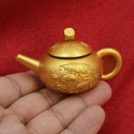 Sahh Gold Double Fish Handle Teapot Rotatable Horizontal Living Room Tea Pot Toy Gyro Custom Metal Craft Ornament