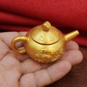 Sahh Gold Double Fish Handle Teapot Rotatable Horizontal Living Room Tea Pot Toy Gyro Custom Metal Craft Ornament - Image 2