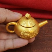 Sahh Gold Double Fish Handle Teapot Rotatable Horizontal Living Room Tea Pot Toy Gyro Custom Metal Craft Ornament - Image 3