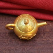 Sahh Gold Double Fish Handle Teapot Rotatable Horizontal Living Room Tea Pot Toy Gyro Custom Metal Craft Ornament - Image 4