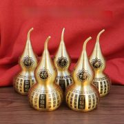 Bronze Lucky Wealth Happiness Health Metal Ornament for Office Living Room Decorative Metalwork Brass Gourd Decoration