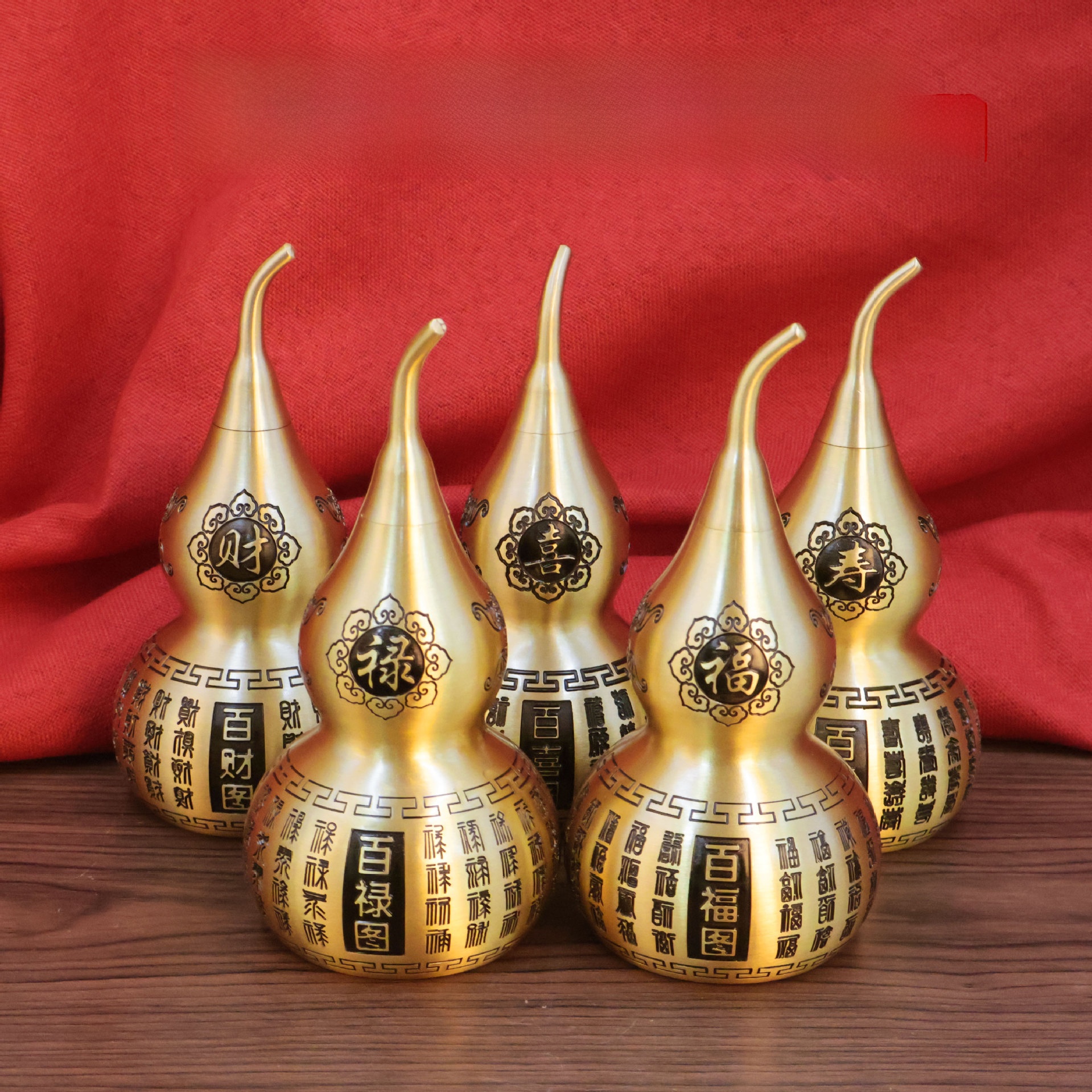 LA-750821602589_img0 Bronze Lucky Wealth Happiness Health Metal Ornament for Office Living Room Decorative Metalwork Brass Gourd Decoration - Image 1