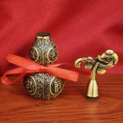 Bronze Good Luck Gourd Sculpture Wealth Attraction Home Decoration Fortune And Happiness Desktop Ornaments Five Emperor Coins - Image 3