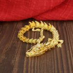 Bronze Dragon 3D Moving Spirit Dragon Ornaments Display Hall Bronze Sculpture Green Dragon Handle Piece Custom Metal Craft