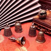 Bronze Bell Wind Chimes Keychain Shop Small Door Bell Bag Key Holder Ornament Custom Metal Craft Heart Sutra Bell