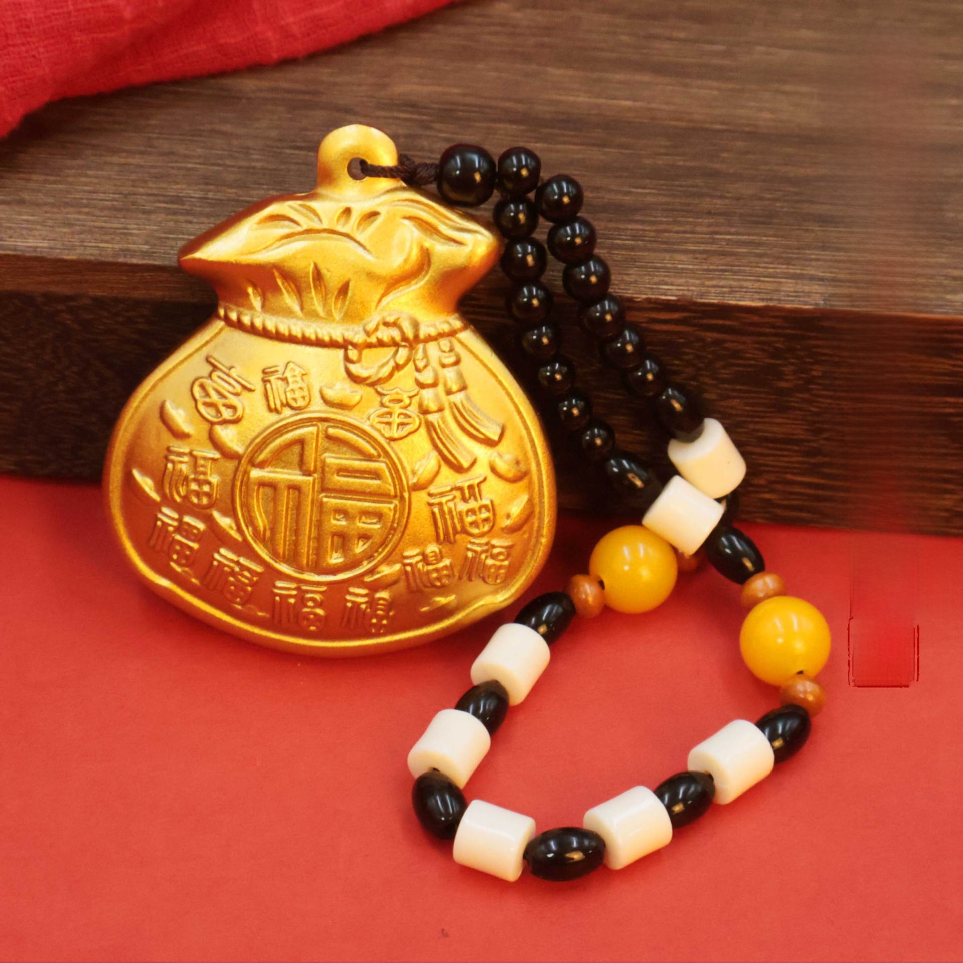 LA-782146086279_img0 Lucky Money Bag Handheld Solid Brass Amulet Attracting Wealth Daily Progress In Coins Ornament Gift Metal Craft - Image 1