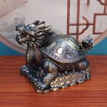 Retro Metal Ashtray Creative Personalized Lucky Dragon Turtle Windproof with Lid Anti-dust Large Ashtray