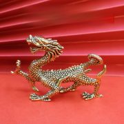 Antique Style Pure Copper Four Divine Beasts Qinglong Ornament Desk Paperweight Crafts For Study Room Decorations