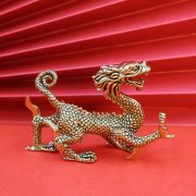 Antique Style Pure Copper Four Divine Beasts Qinglong Ornament Desk Paperweight Crafts For Study Room Decorations - Image 2