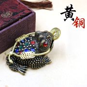 Bronze Hollow Out Three-legged Toad Wealth Attractor Living Room Decorative Item Tea Pet Retired Vintage Design Diamond-Embedded