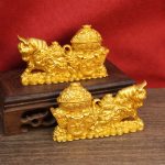 Golden Ox Pulling Wagon Decoration Wealth Attraction Bowl For Office Living Room Custom Metal Craft Ornament Zodiac Ox