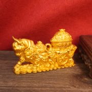 Golden Ox Pulling Wagon Decoration Wealth Attraction Bowl For Office Living Room Custom Metal Craft Ornament Zodiac Ox - Image 2