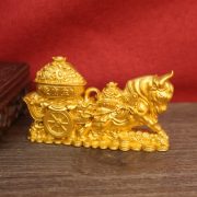 Golden Ox Pulling Wagon Decoration Wealth Attraction Bowl For Office Living Room Custom Metal Craft Ornament Zodiac Ox - Image 3