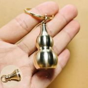 Creative Gift Brass Hollow Gourd Keychain Pendant Lucky Attraction Artwork Metal Craft Ornament for Home Garden Decoration - Image 3