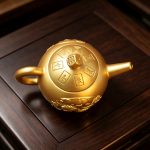 Gold-Colored Double Fish Teapot Ornament Rotatable Horizontal Living Room Tea Pot Handheld Gyro Custom Metal Craft