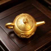 Gold-Colored Double Fish Teapot Ornament Rotatable Horizontal Living Room Tea Pot Handheld Gyro Custom Metal Craft