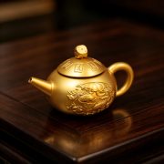 Gold-Colored Double Fish Teapot Ornament Rotatable Horizontal Living Room Tea Pot Handheld Gyro Custom Metal Craft - Image 2