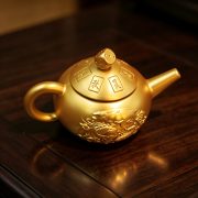 Gold-Colored Double Fish Teapot Ornament Rotatable Horizontal Living Room Tea Pot Handheld Gyro Custom Metal Craft - Image 3