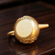 Gold-Colored Double Fish Teapot Ornament Rotatable Horizontal Living Room Tea Pot Handheld Gyro Custom Metal Craft - Image 4