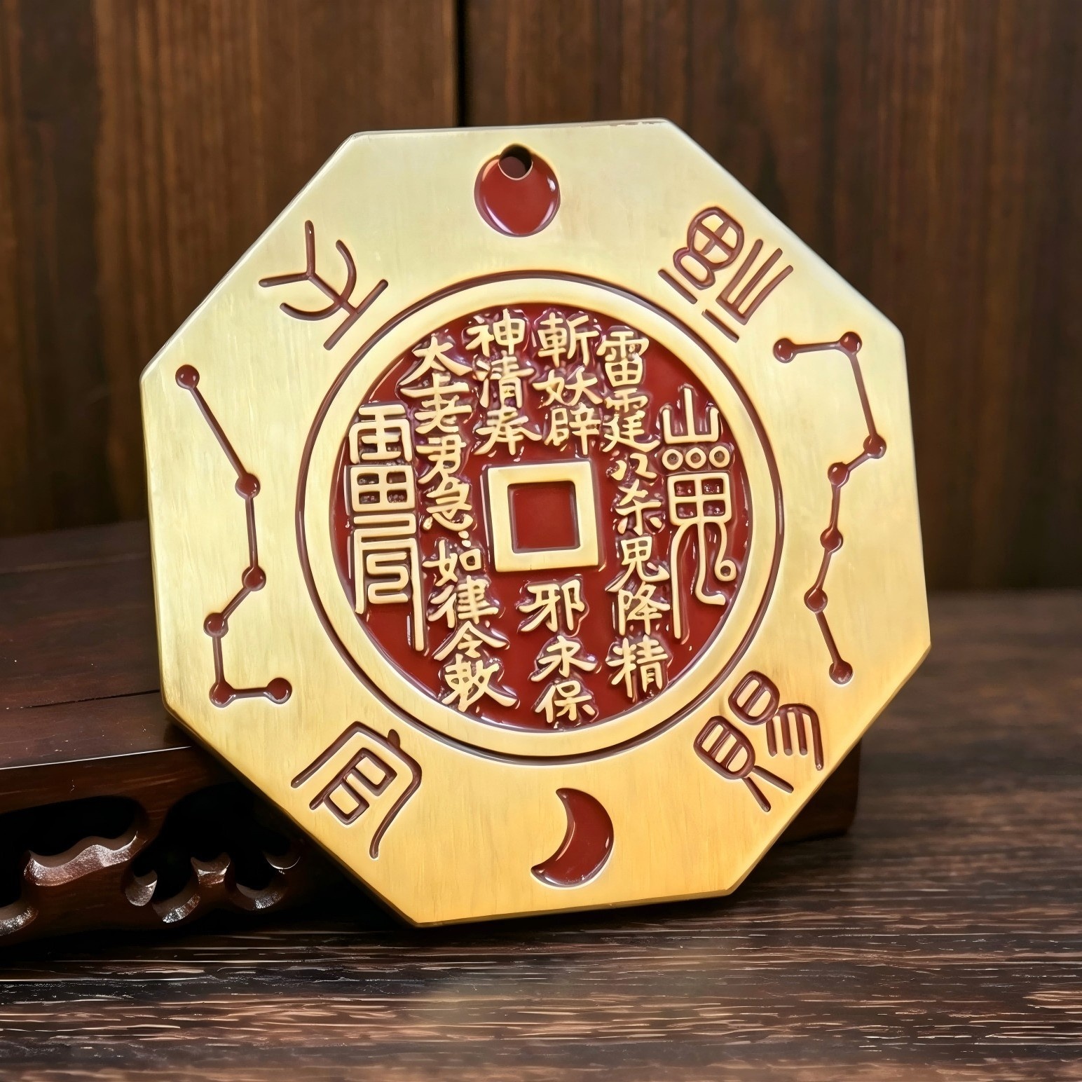 LA-817162111194_img0 Bronze Yin Yang Eight Trigrams Mountain Ghost Coin Ornament for Home Office Front Door Traditional Chinese Copper Amulet - Image 1