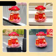 Baimao Original Lotus Little Wealth God Figurine Women's Creative Chinese Trend Desktop Decoration Car Center Console Ornament - Image 4