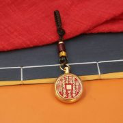Bronze Turnable Pendant Amulet with Twelve Zodiac Gourd Shape Lingzhi Mushroom Keychain Attracting Wealth And Prosperity