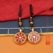 Bronze Turnable Pendant Amulet with Twelve Zodiac Gourd Shape Lingzhi Mushroom Keychain Attracting Wealth And Prosperity - Image 3