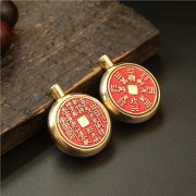 Bronze Turnable Pendant Amulet with Twelve Zodiac Gourd Shape Lingzhi Mushroom Keychain Attracting Wealth And Prosperity - Image 4