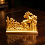 Golden Horse Sculpture Wealth At Hand Desktop Decoration Prosperity And Success Chinese Style Craftswork Foot On Yuanbao Attracting Fortune - Image 2