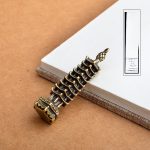 Creative Brass Confucius Temple Keychain Accessories Imitation Ancient Nine-storey Treasure Tower Copper Pen Pendant