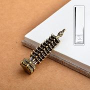 Creative Brass Confucius Temple Keychain Accessories Imitation Ancient Nine-storey Treasure Tower Copper Pen Pendant